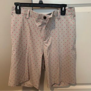 Adidas golf shorts, Size 33, Grey w/ pink adidas symbols
